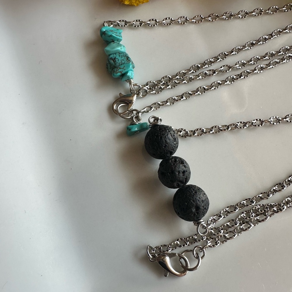 Turquoise and Lava Rock Necklace Set - Picture 6 of 6